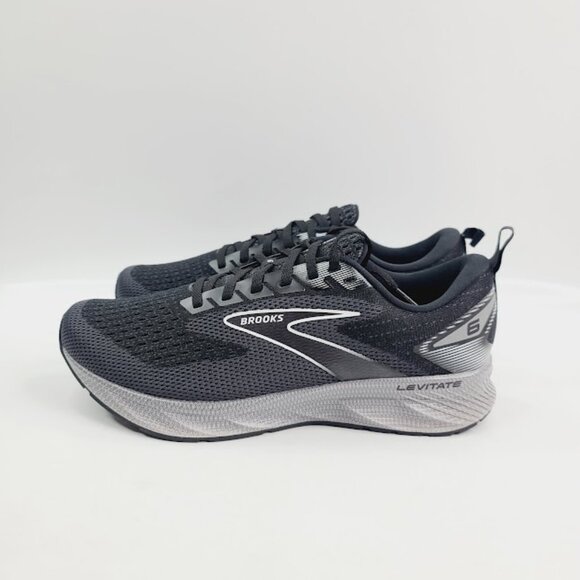 Brooks Men\'s Ebony Black Levitate 6 Mesh Athletic Running Shoes Size 9.5